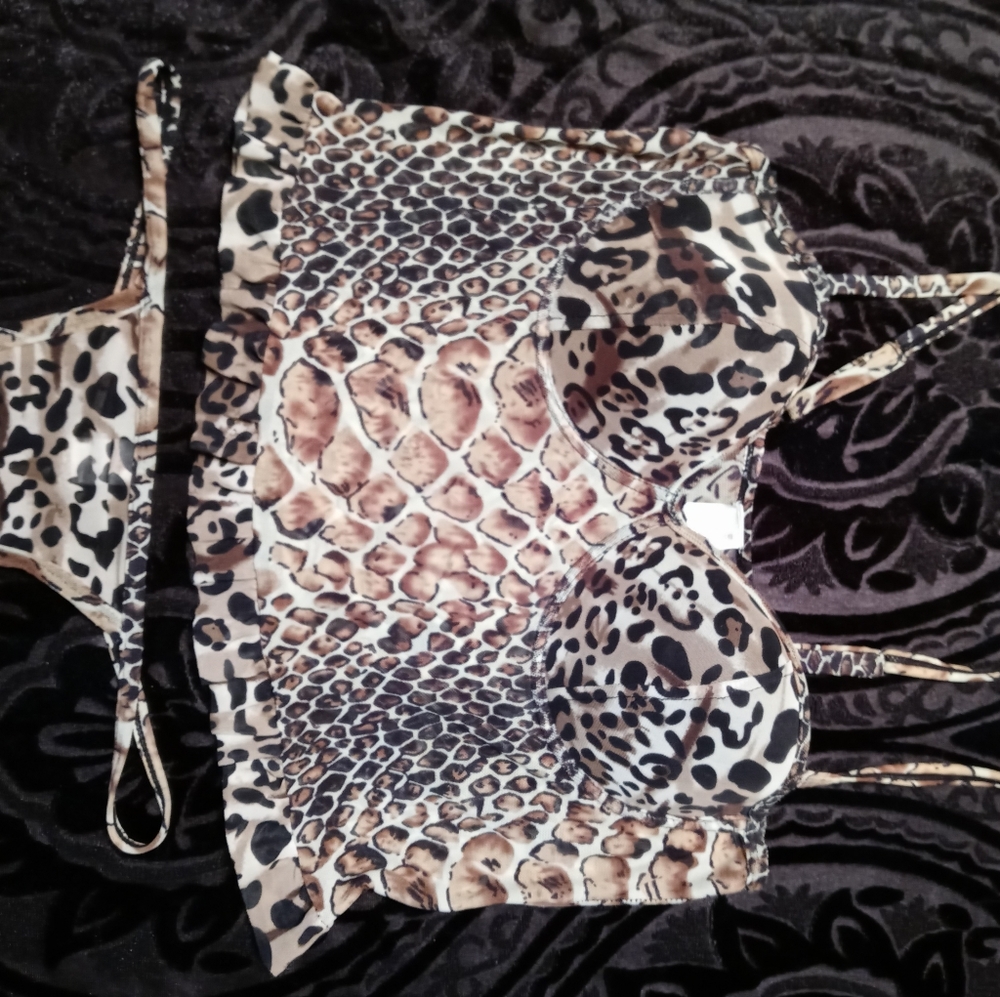 Snake print 2 piece lingerie